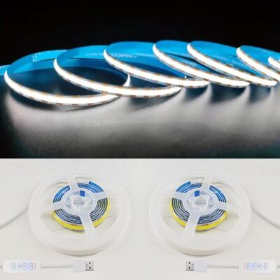 2 Pack White USB Light Strip 5V COB Flexible Strip Light LED Backlight for 