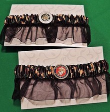 CHOICE OF ARMY OR MARINE CORP BALL CAMOUFLAGE CAMO WEDDING GARTER Insignia SEAL
