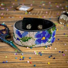 DIY Bead embroidery kit on artificial leather Bracelet