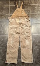 Vintage Carhartt Brown Bib Overalls Fit Double Knee Size 42x34