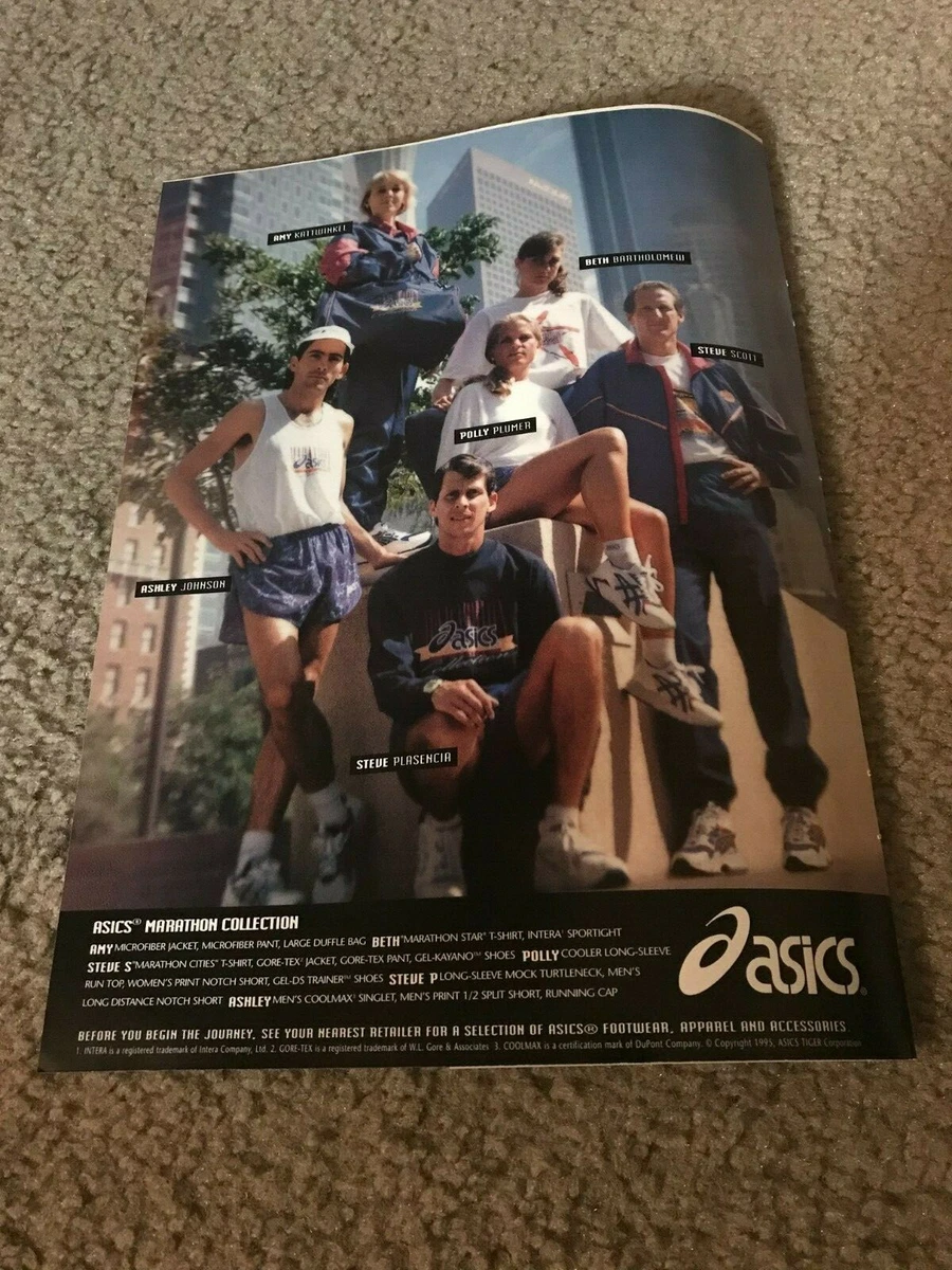 Vintage ASICS Running Shoes Shirt Shorts Poster Print Ad 2 SIDED