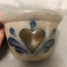 Rowe Pottery Works Miniature Crock with Salt Glaze Dated 1987 3” Tall Tealight