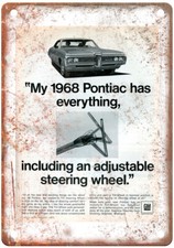 Vintage 1968 Pontiac Justable Steering Wheel Ad Reproduction Metal Sign A12314