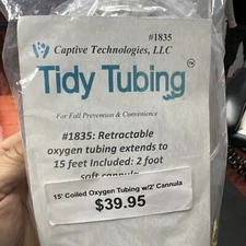 Tidy Tubing Retractable Oxygen Tubing Extends to 15 feet Included: 2' cannula