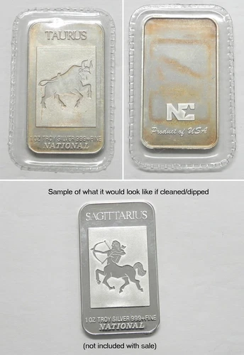 B248  1985 Zodiac TAURUS National Canada Mint 1 Toz .999 Fine Silver Art Bar