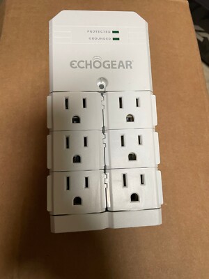 ECHOGEAR On-Wall Surge Protector with 6 Pivoting AC Outlets