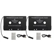 2x Bluetooth 5.0 Car Audio Stereo Cassette Tape Adapter To Aux For iphone Phone