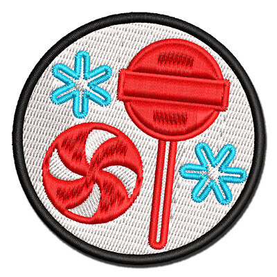 Holiday Christmas Peppermint Lollipop Candy Embroidered Iron-On Patch