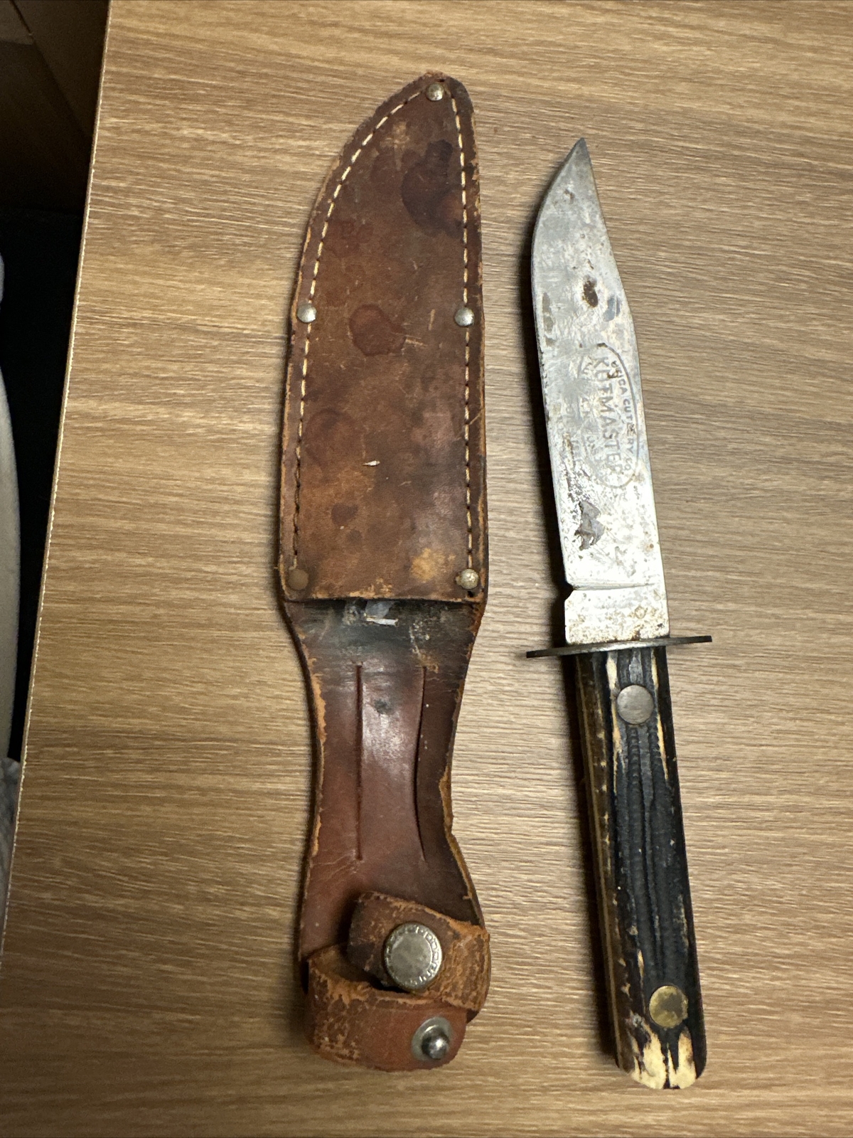 Vintage Bone Handle Utica Sportsman USA Fixed Blade Knife With Sheath eBay