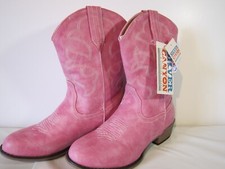 Silver Canyon Children Western Cowboy Boot Rubber Sole, Youth size 6M - Pink