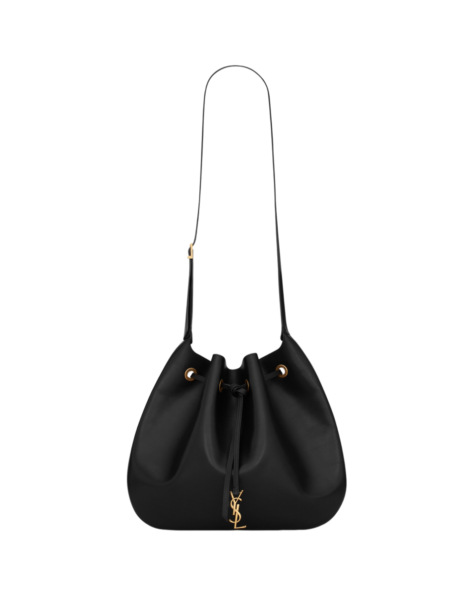 SAINT LAURENT Paris VII Large $3150 Black Smooth Leather Hobo Bag