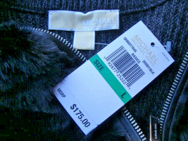 Gilet donna MICHAEL KORS morbido pelliccia sintetica alla moda nuovo con etichette $175 taglia L