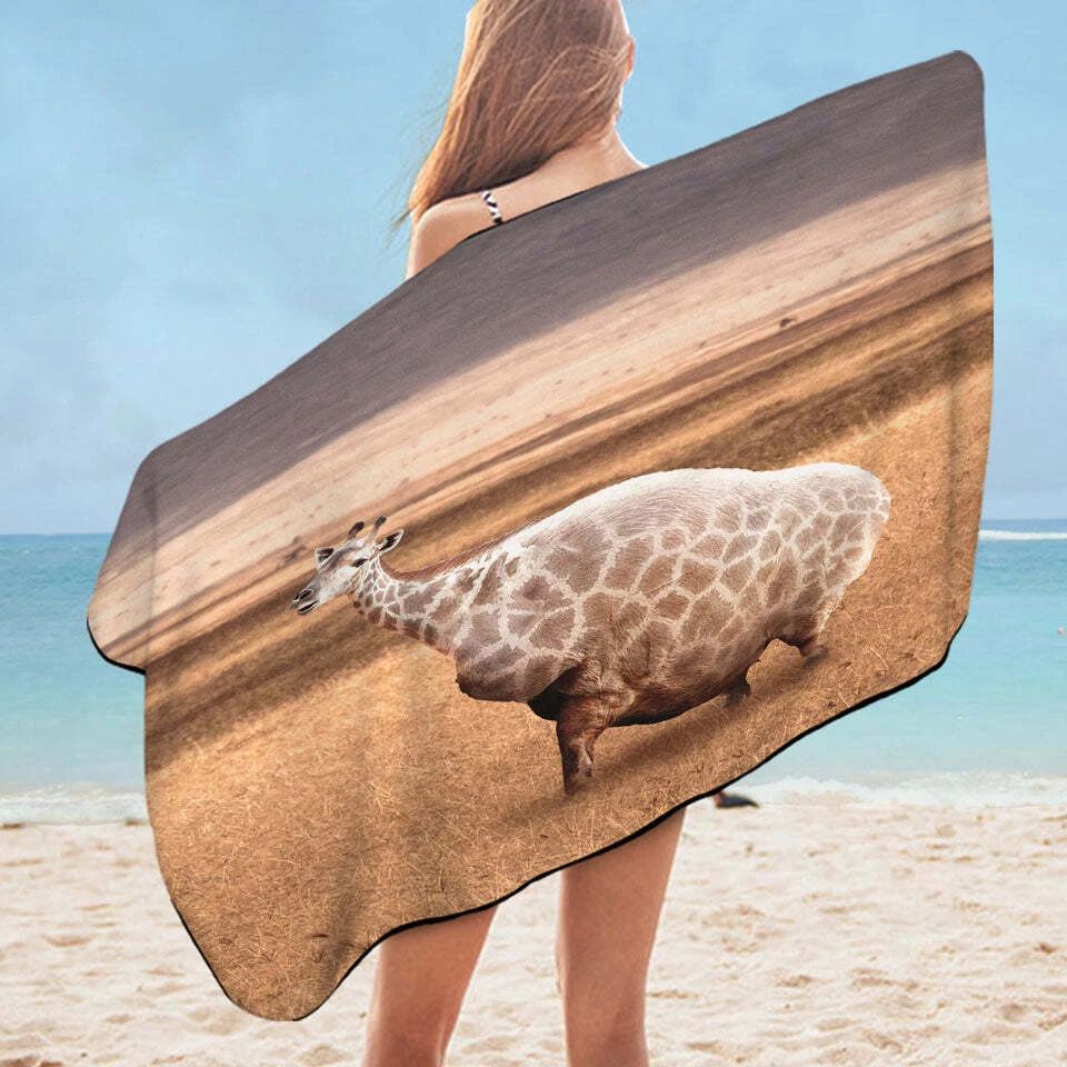 Funny Animals Art Fat Giraffe Microfiber Beach Towel | eBay