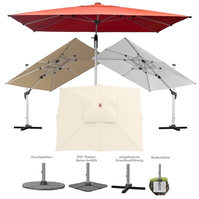 anndora  Ampelschirm Luxus Gastronomie Sonnenschirm 3x3 m mit Kurbel Aluminium