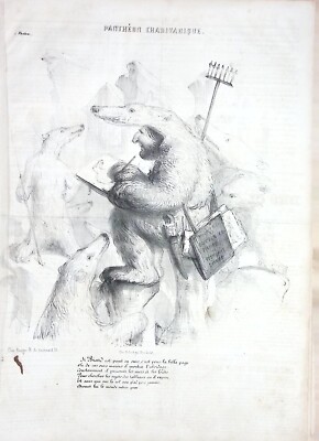 Lithograph of Benjamin Pantheon Charivaresque 18 September 1840 Biard Bear