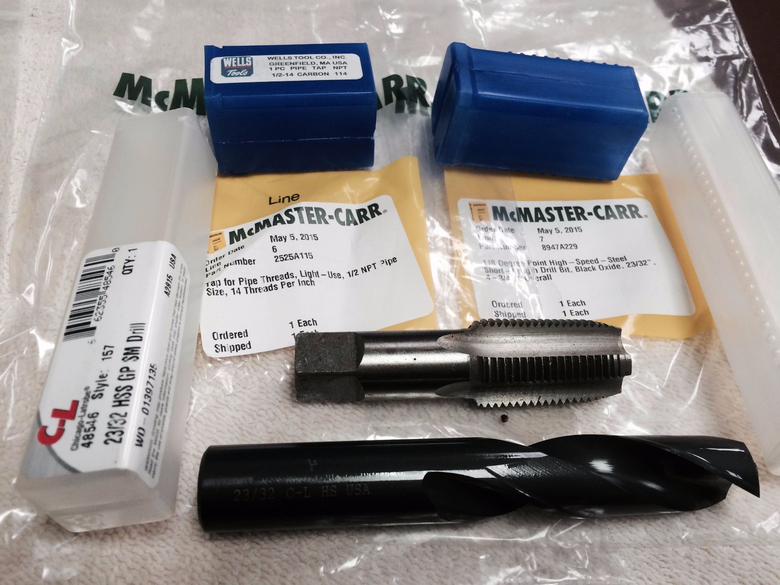 Pipe Threads, TAP & Drill SET, For 1/2" N.P.T. Pipe Threads, Drill