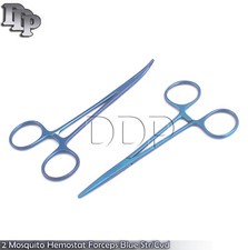 2 Mosquito Hemostat Forceps 5" Blue Color Surgical Instrument Str  Cvd 