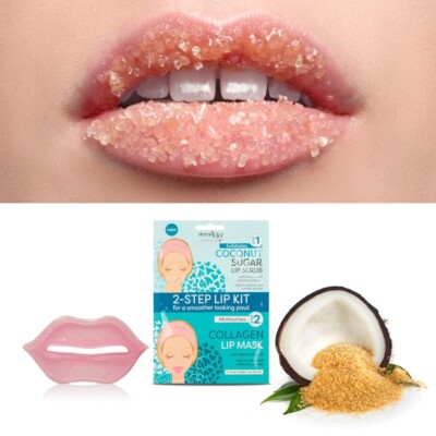 Derma V10 2 Schritte Lippenbehandlung Kokoszucker Lippenpeeling & Kollagen Lippenmaske