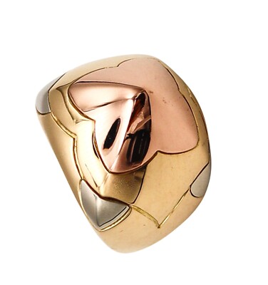 Bvlgari Roma Vintage Pyramid Multi Tone Cocktail Ring In Solid