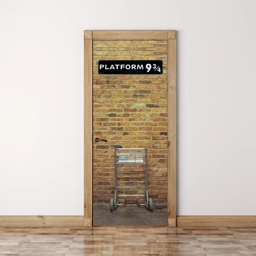 Carta murale Harry Potter Platform 9 3/4 - Pellicola autoadesiva per porta, c...