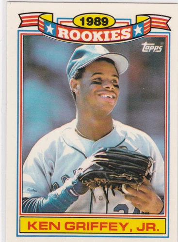 KEN GRIFFEY JR. ROOKIE CARD Topps 1989 Rookies Baseball RC Seattle Mariners M's!