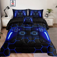 6 Pieces Bed in a Bag for Boys Bedding Sets Queen Size,Gamer Comforter Sets f...