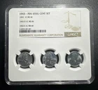 1943PDS US LINCOLN STEEL CENT Set! Emergency World War II! NGC MS 66 Certified!