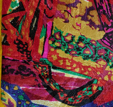 GIANNI VERSACE ~ V2 ~ MENS SILK DRESS TIE ~ FUSCIA RED GREEN PURPLE ~ 59"