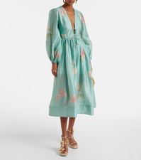 RARE!! Zimmermann Illuminate Drawn Billow Dress Linen & Silk size 10 BNWT 