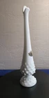 Fenton White Milk Glass Swung Bud Vase Hobnail Footed 10” with Foil Label