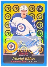 2015-16 O-Pee-Chee Platinum Nikolaj Ehlers Retro Rainbow Blue Auto RC #R80 Jets