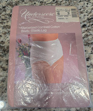 VTG JC Penney Underscore White Mercerized Combed Cotton Briefs Elastic Leg 6 USA