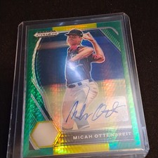 2021 Panini Prizm Draft Picks Micah Ottenbreit #PDP114 Auto Green & Yellow Hype…
