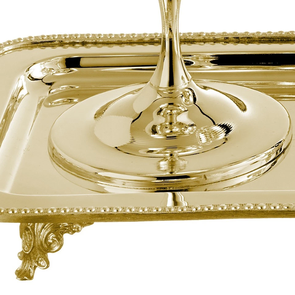 Tazón de postre triple de latón artesanal, taza de gelato plateada/dorada con bandeja Foto 4 de 4