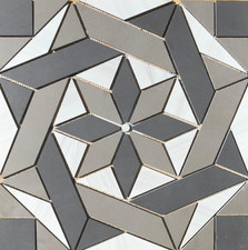 22 1/4" x 22 1/4" Porcelain Tile Medallion Accent Mosaic A11 
