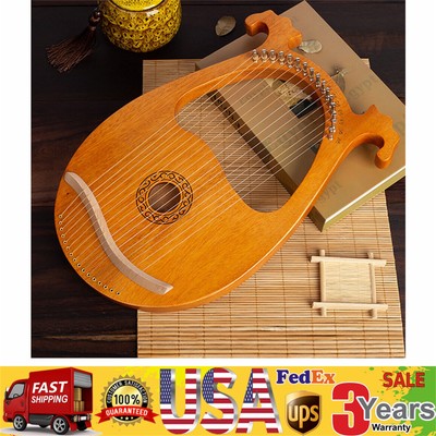 16 String Aklot Lyre Harp Mahogany Body With Tuning Key String Cartridge!