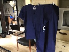 ADAR UNISEX NAVY SCRUB TOP AND BOTTOM L NWT