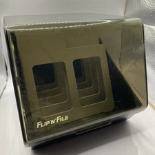 Flip N File 5.25 Floppy Disk Smoked Plastic Storage Organizer 5 Dividers Vtg PC