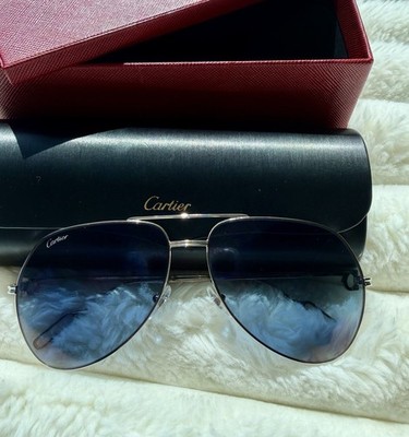Cartier Sunglasses Aviator Pilot Grey Double C Décor Authentic