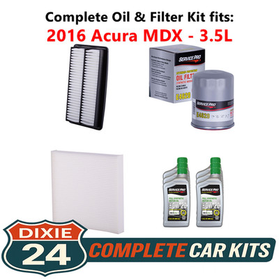 2016 Acura MDX 3.5L Complete Cabin, Air & Oil Filter Kit (0W-20)