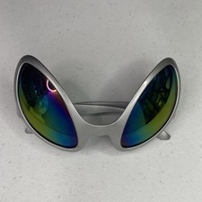 Close Encounter Alien Costume Glasses Sunglasses Silver UFO Mirrored Rainbow Bug