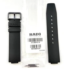 Original RADO 12mm True Thinline Black Rubber Watch Band Strap with Buckle