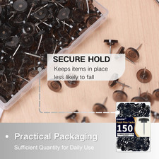 150 PCS Flat Black Push Pins for Wall Clear Thumb Tacks for Walls Flat Thumbt...