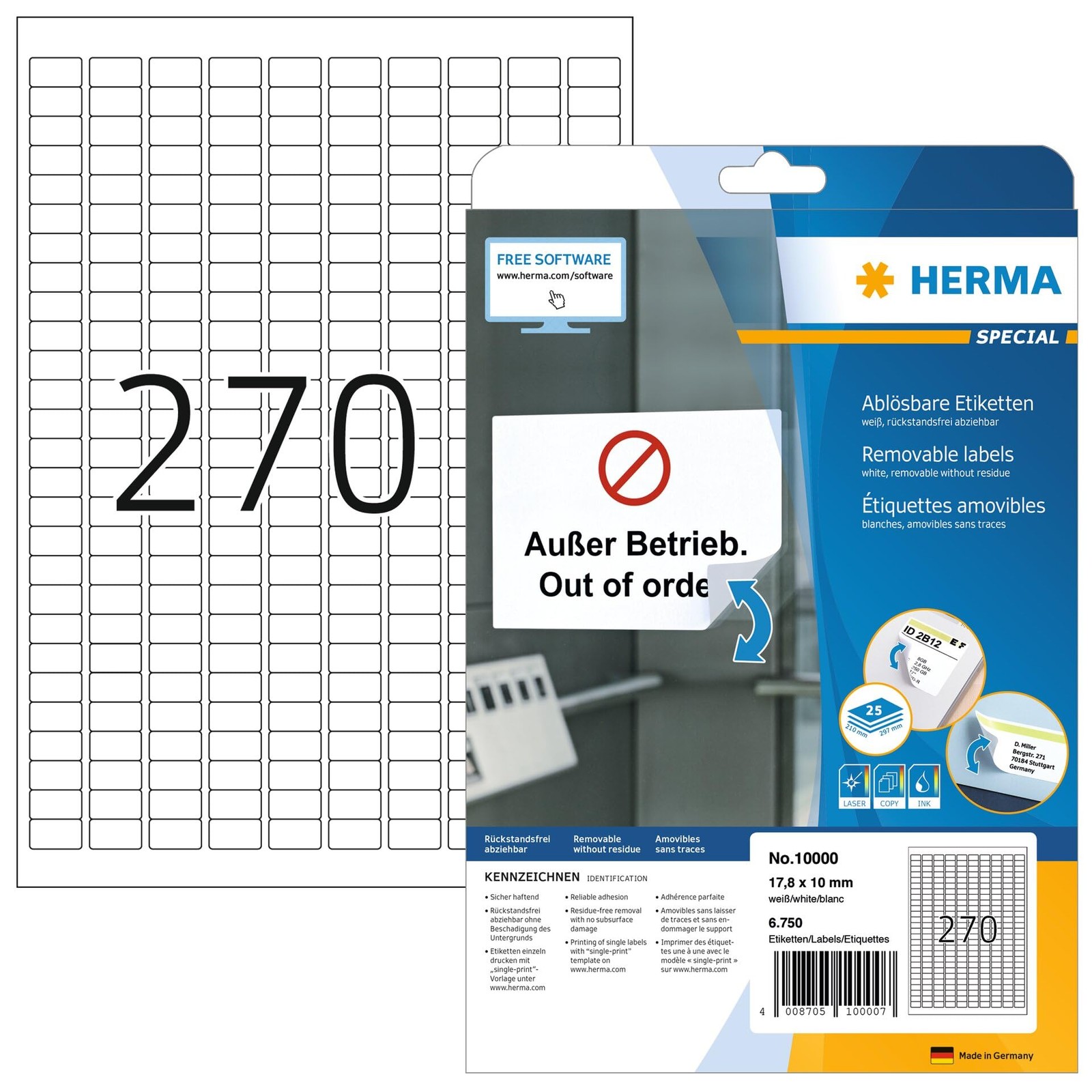 Étiquettes amovibles 17,8 x 10 A4 pour organiser vos boîtes de rangement à la maison