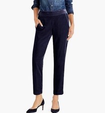 J.Crew Easy Pull-On Velvet Pants NWT size 6 Tall Dark Blue Cropped Ankle