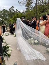 Wedding Dress Designer Maggie Sottero Size 8 short  Sleeve retail price 2550. 