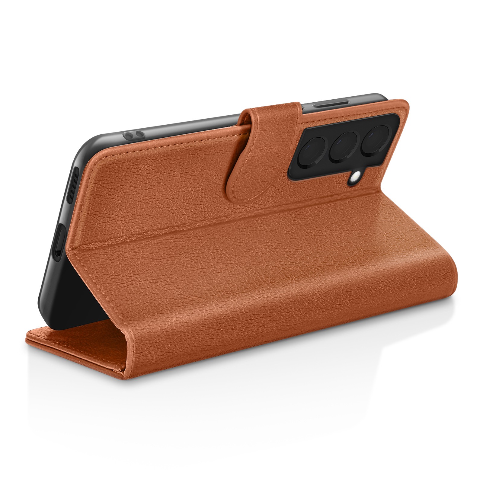 Etui portefeuille Marron pour Galaxy S22 Plus Zanaé avec sangle - 3
