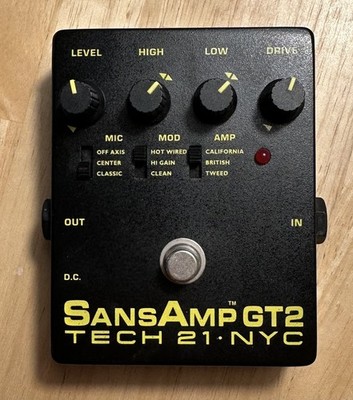 TECH21 SansAmp GT2 Amp Modeler Verzerrung Gitarren-Effektpedal 