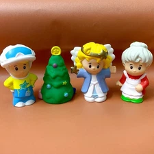 4PC Little People Nativity Christmas Toy Angel Mrs Claus Xmas Tree Skier Boy Toy