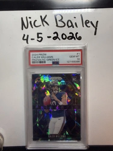 2024 Panini Prizm - Prizmatic Caleb Williams #1 Green Ice Prizm (RC) PSA 10
